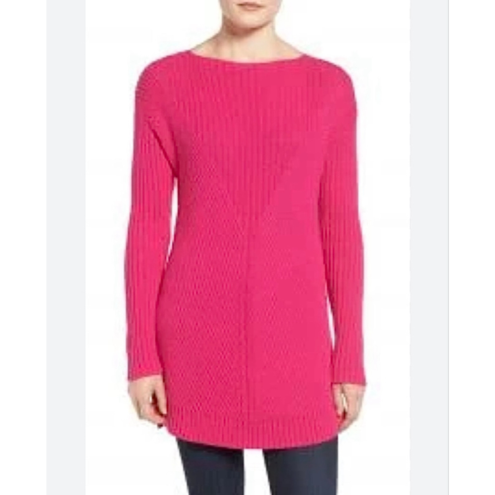Vince Camuto Pink Ribbed Crew Neck Sweater Petite Small